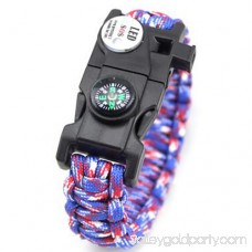 LED Light Outdoor Survival Camo Paracord Bracelet Flint Fire Starter Compass NEW (Red/White/Blue)